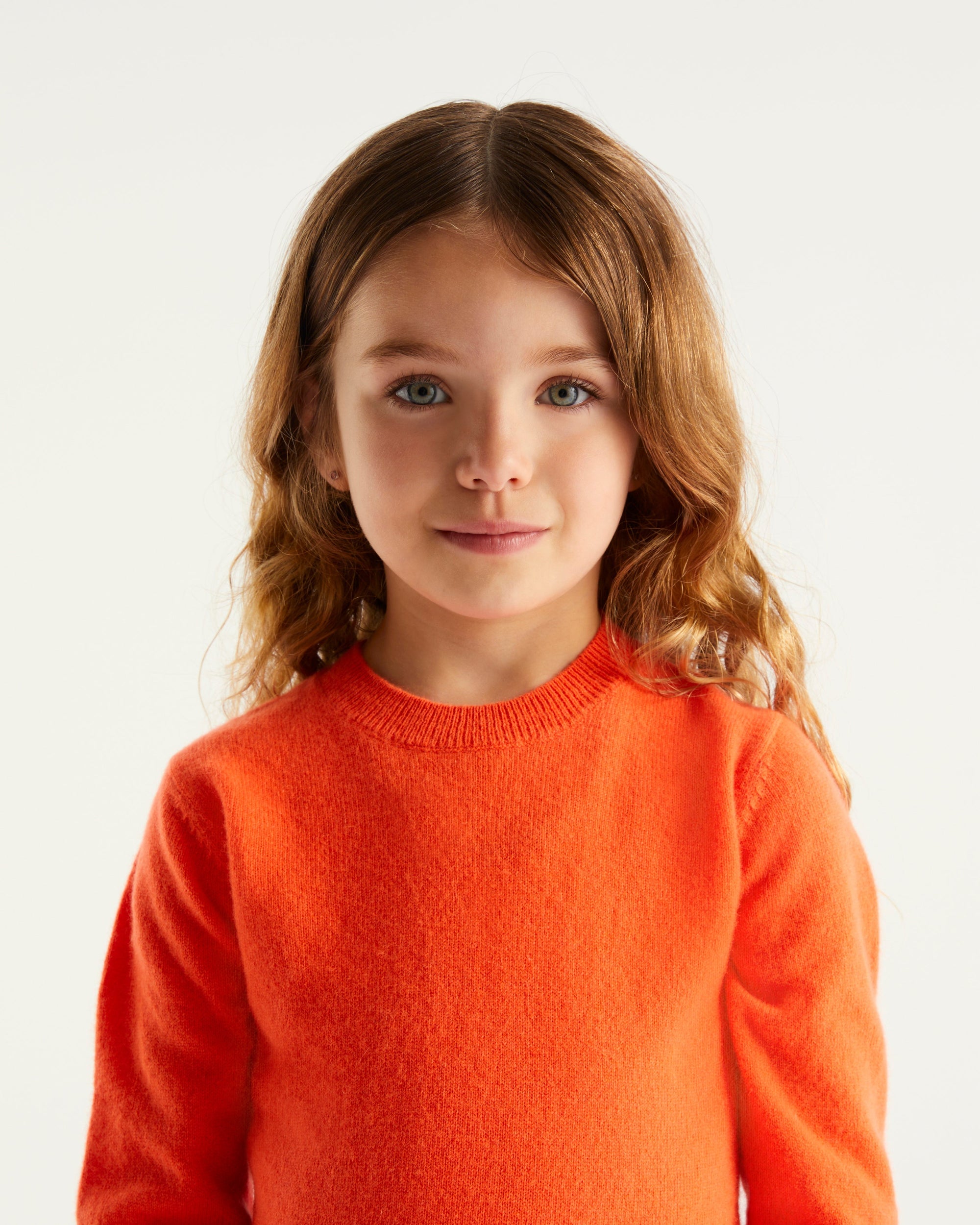 Pull à col rond kids en cachemire - Neon Orange