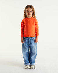 Pull à col rond kids en cachemire - Neon Orange