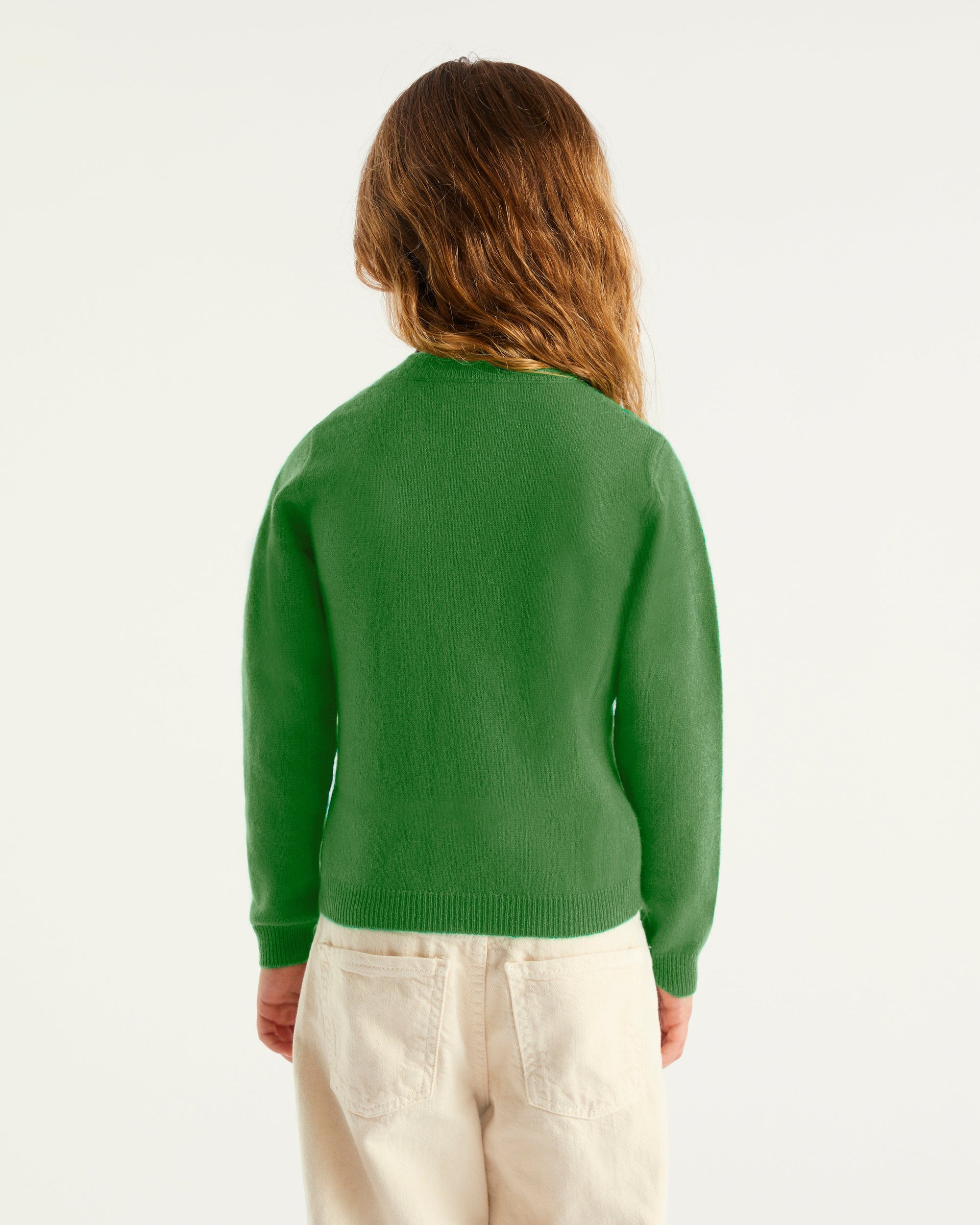 Pull à col rond kids en cachemire - Grass Green