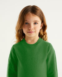 Pull à col rond kids en cachemire - Grass Green