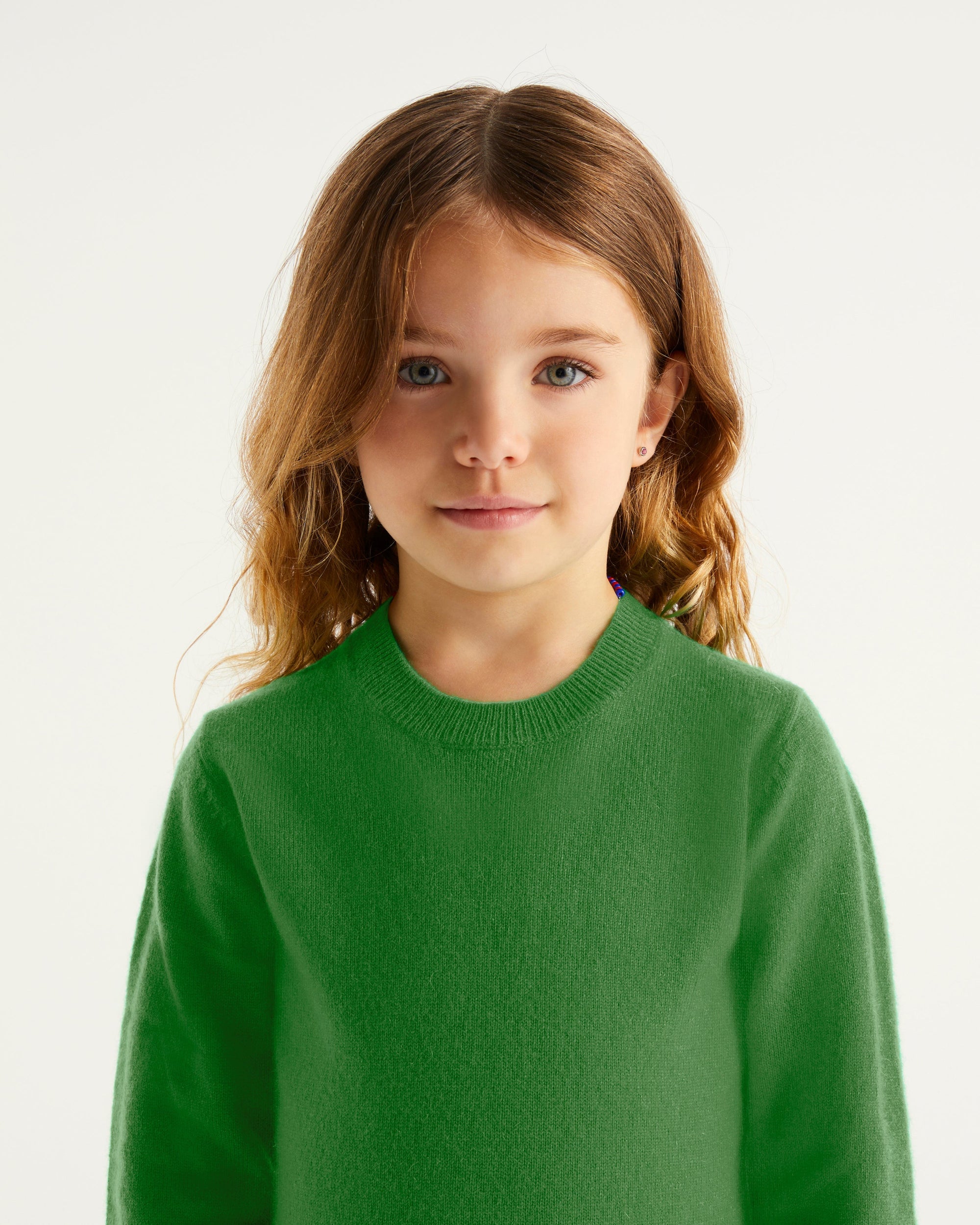 Pull à col rond kids en cachemire - Grass Green