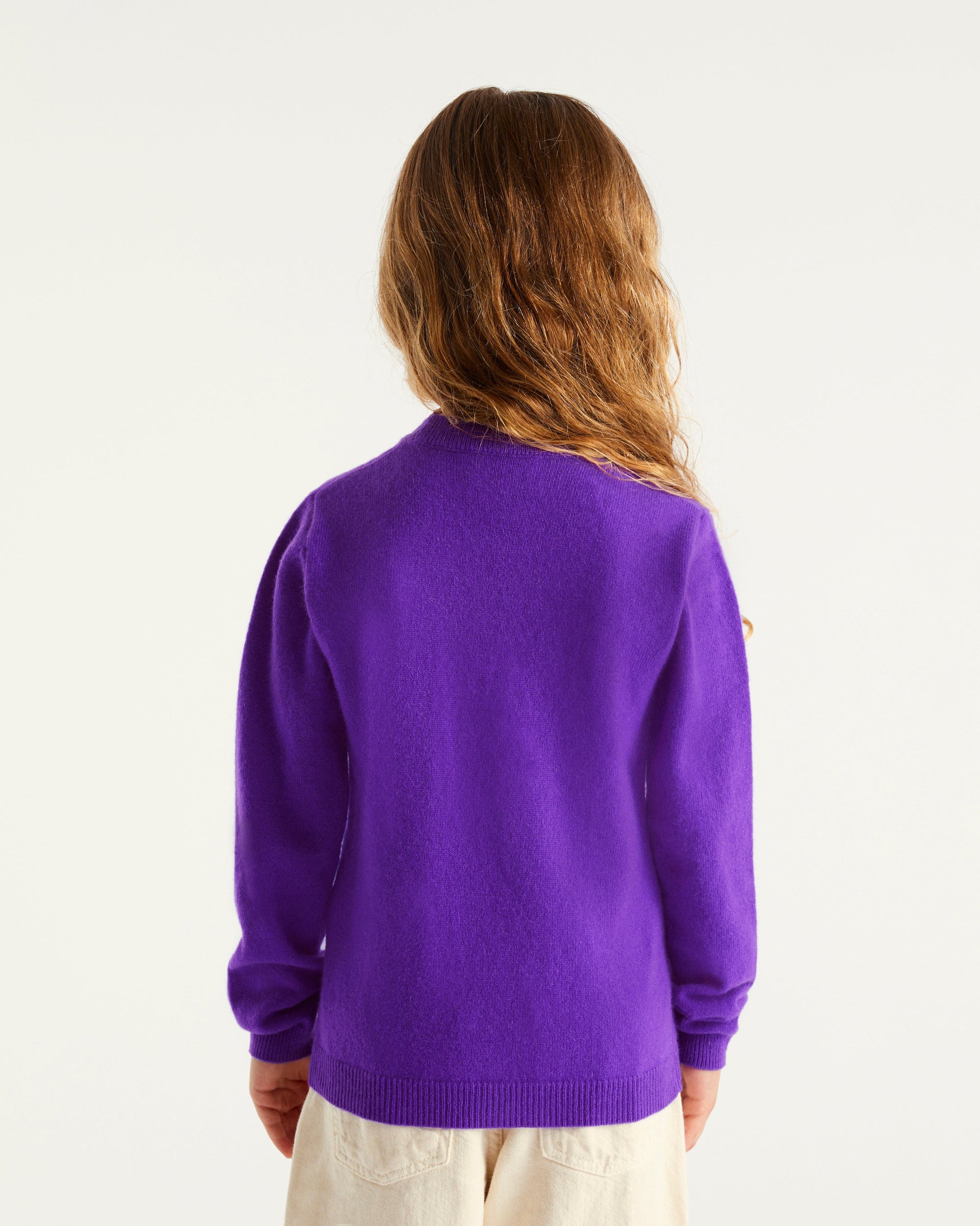 Pull à col rond kids en cachemire - Neon Purple