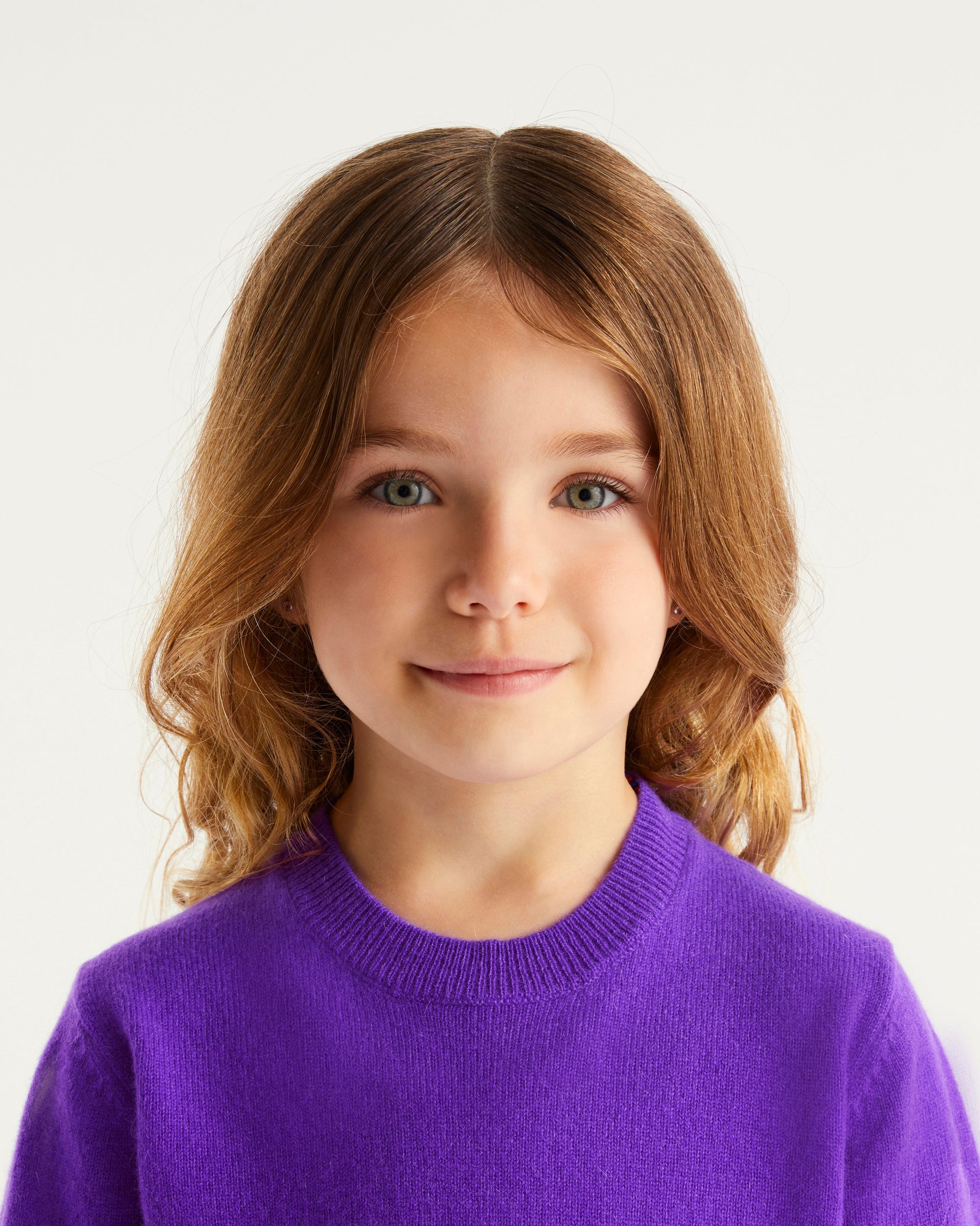 Pull à col rond kids en cachemire - Neon Purple