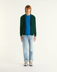 Hoodie zippé en cachemire - Bottle Green
