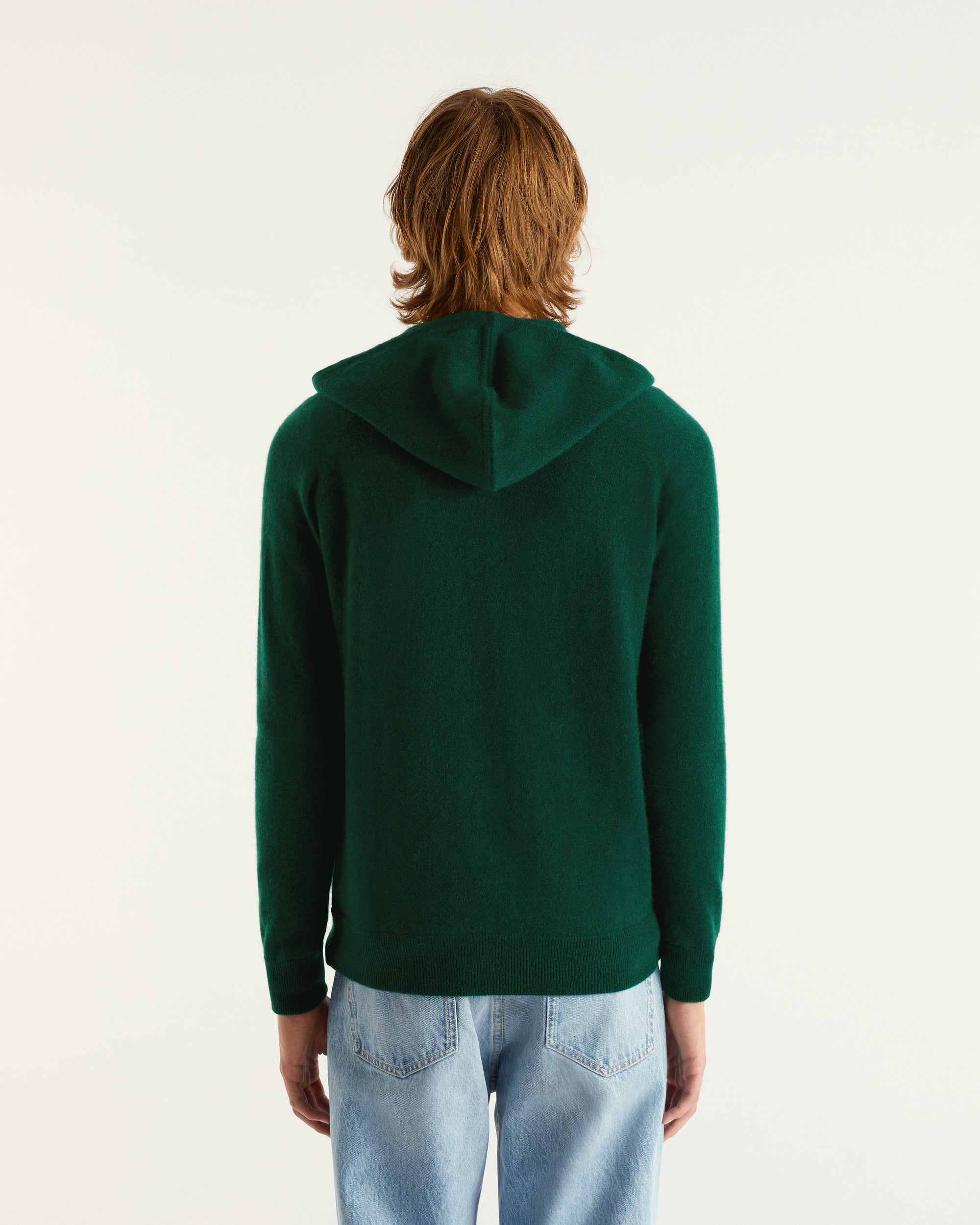 Hoodie zippé en cachemire - Bottle Green