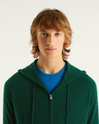 Hoodie zippé en cachemire - Bottle Green