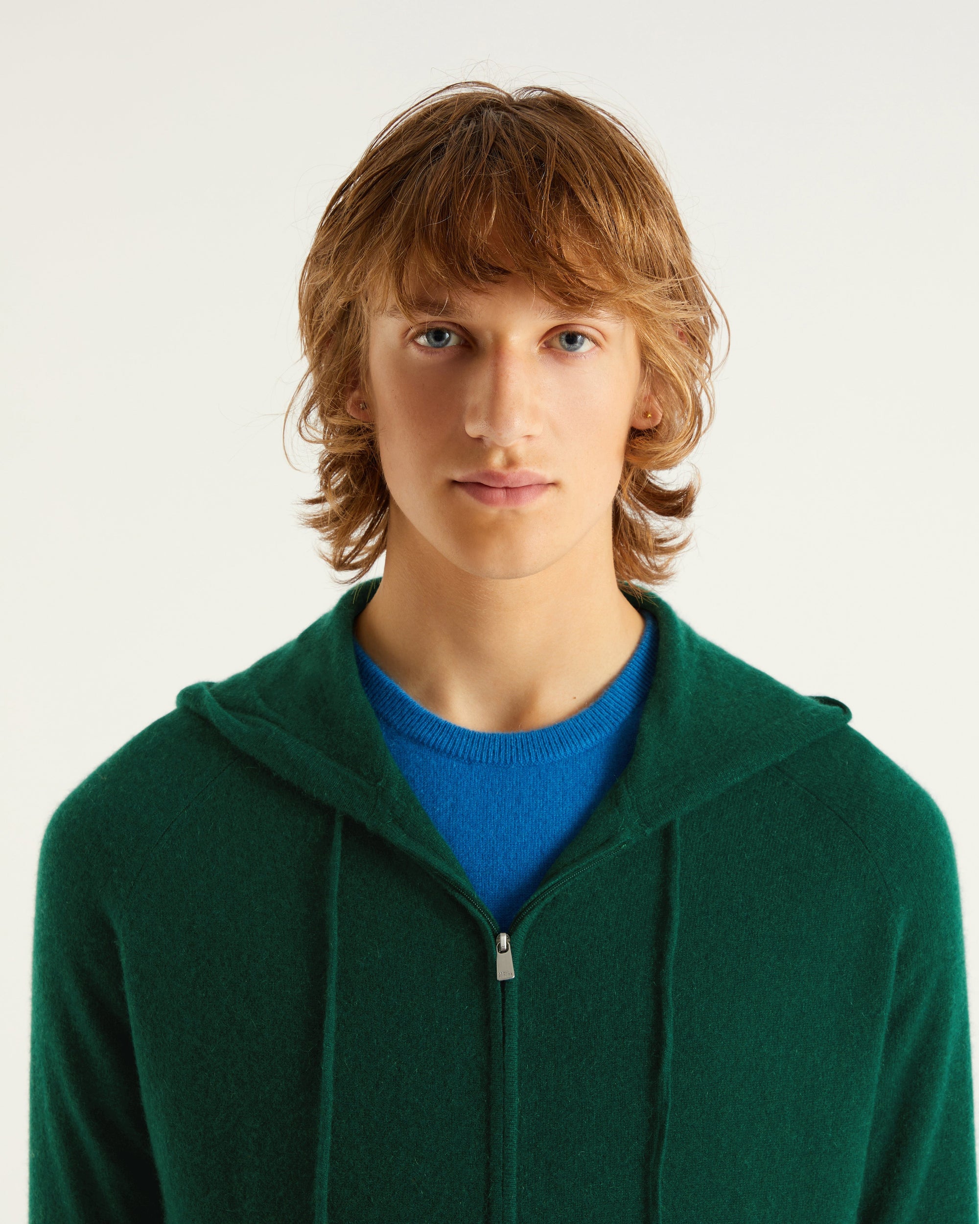 Hoodie zippé en cachemire - Bottle Green