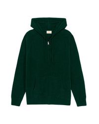 Hoodie zippé en cachemire - Bottle Green