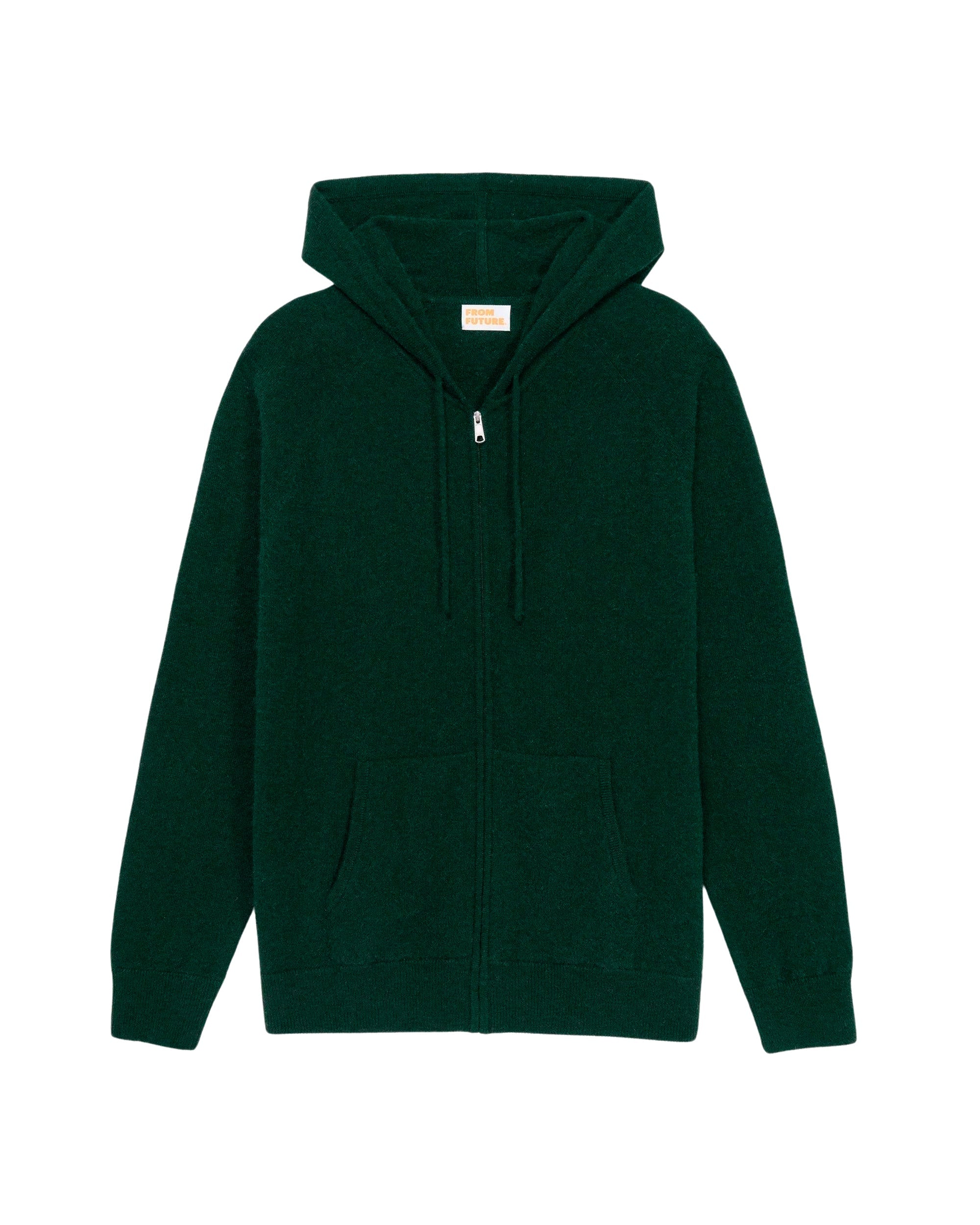Hoodie zippé en cachemire - Bottle Green