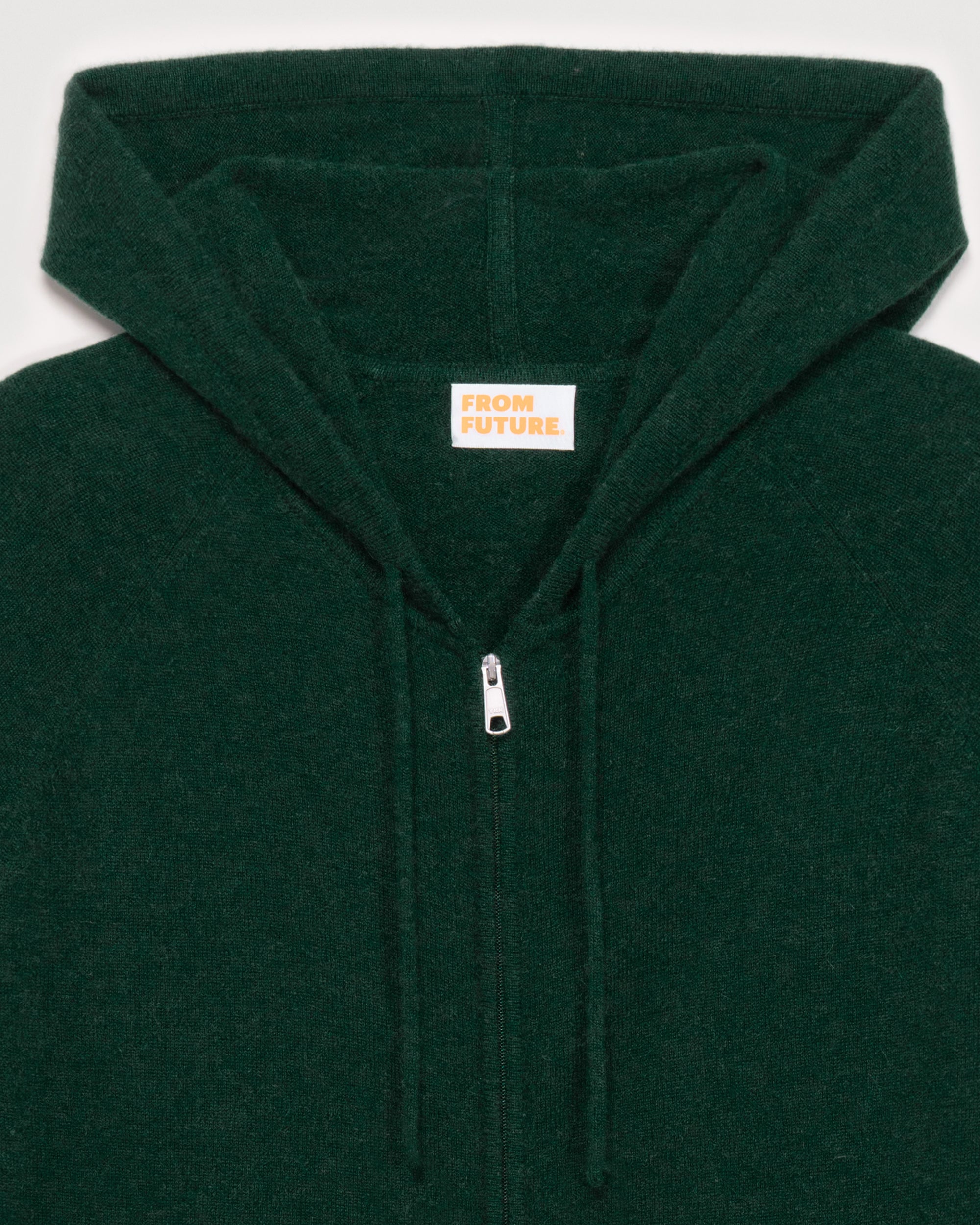 Hoodie zippé en cachemire - Bottle Green