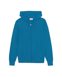 Hoodie à zip en laine mérinos - Cold Blue