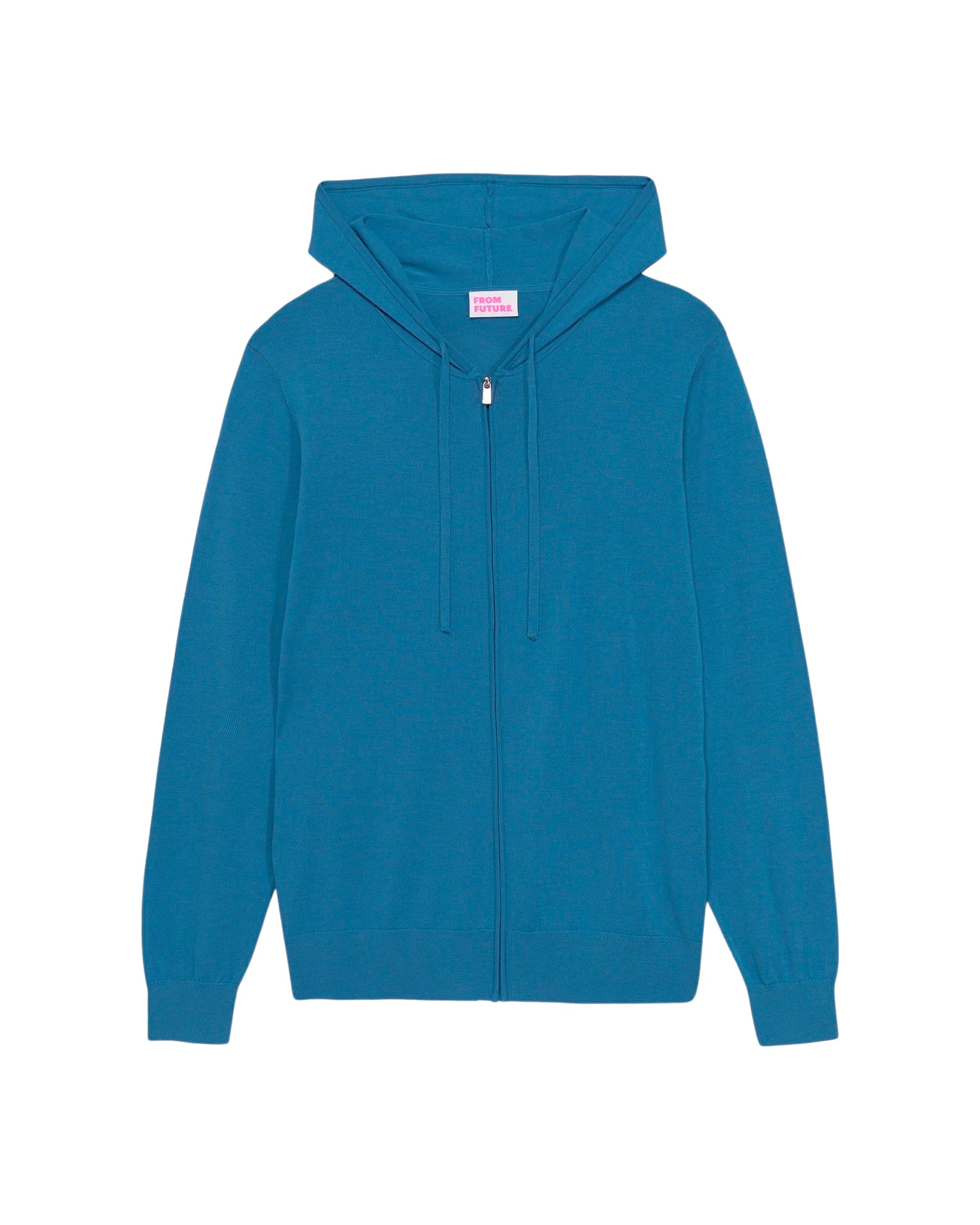 Hoodie à zip en laine mérinos - Cold Blue
