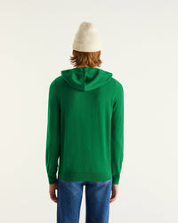 Hoodie à zip en laine mérinos - Party Green