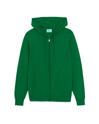 Hoodie à zip en laine mérinos - Party Green