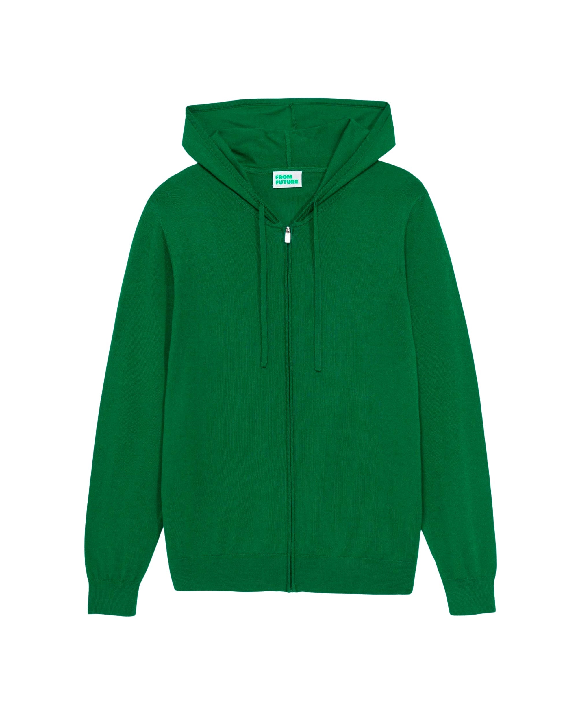 Hoodie à zip en laine mérinos - Party Green