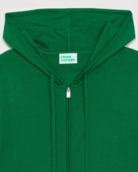 Hoodie à zip en laine mérinos - Party Green