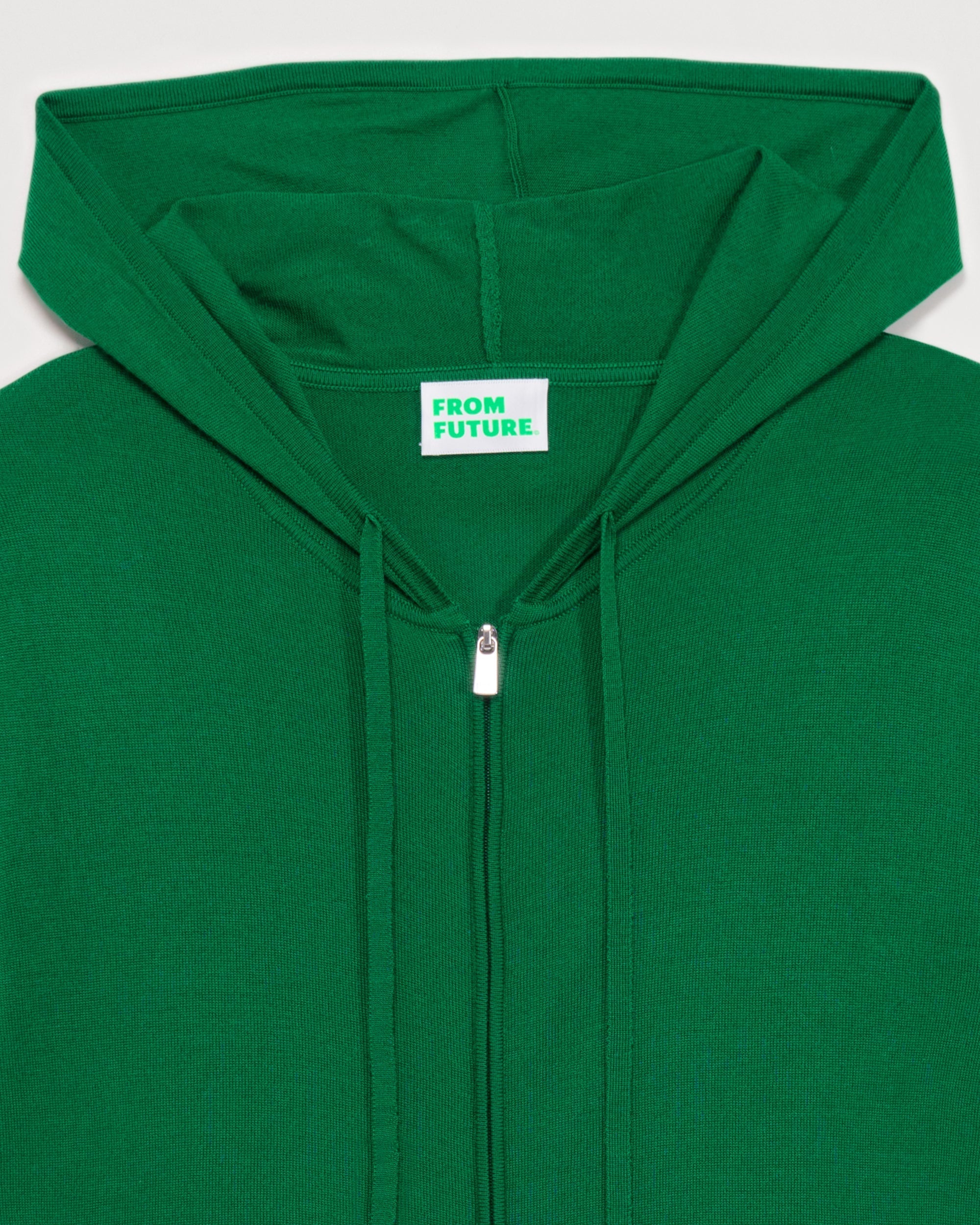 Hoodie à zip en laine mérinos - Party Green