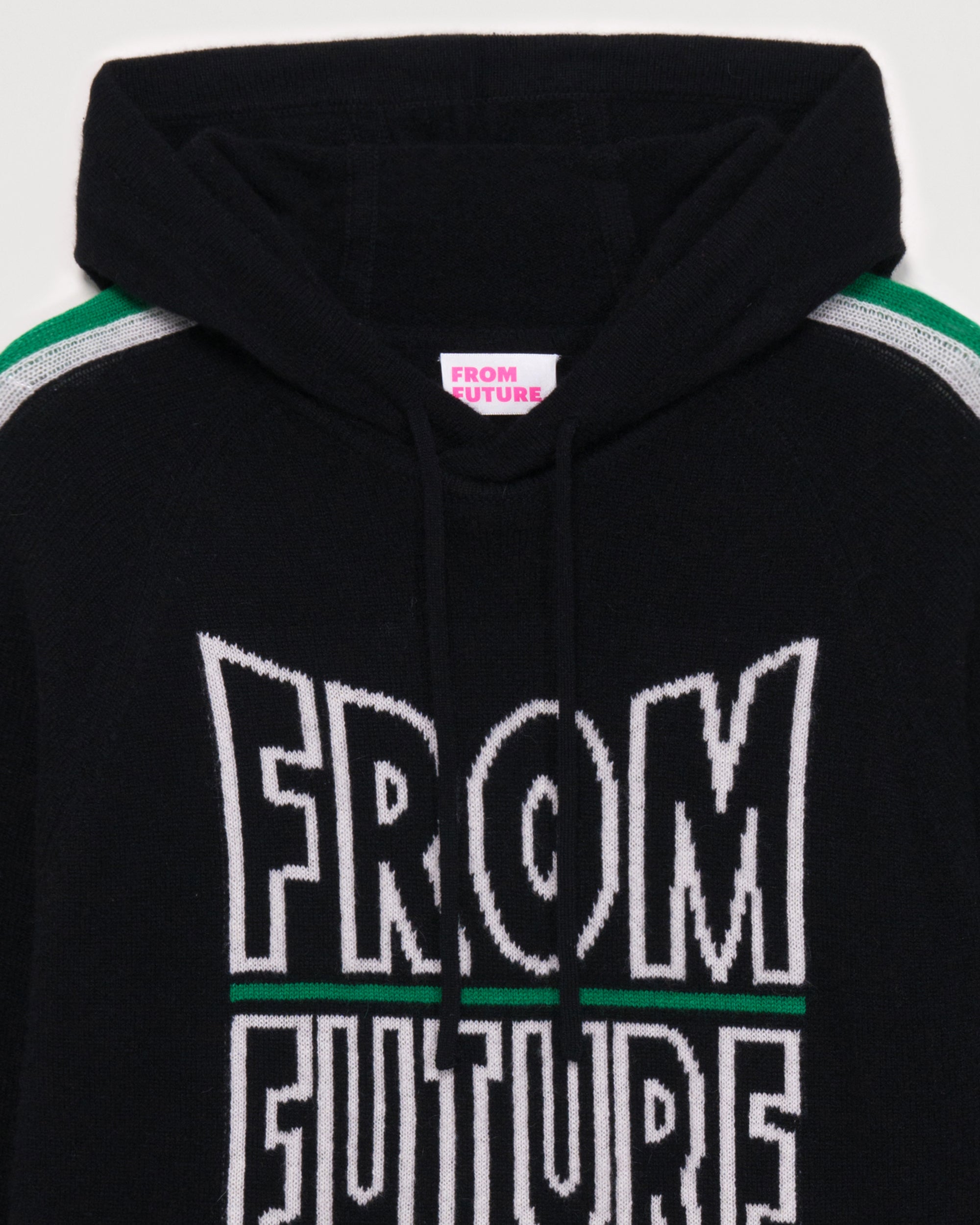 Hoodie à bande bicolore en cachemire - Black
