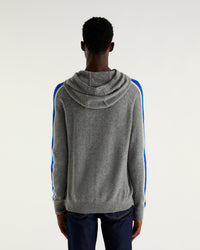 Hoodie à bande bicolore en cachemire - Dark Heather Gray