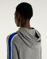 Hoodie à bande bicolore en cachemire - Dark Heather Gray