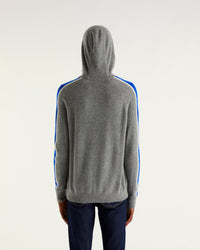 Hoodie à bande bicolore en cachemire - Dark Heather Gray