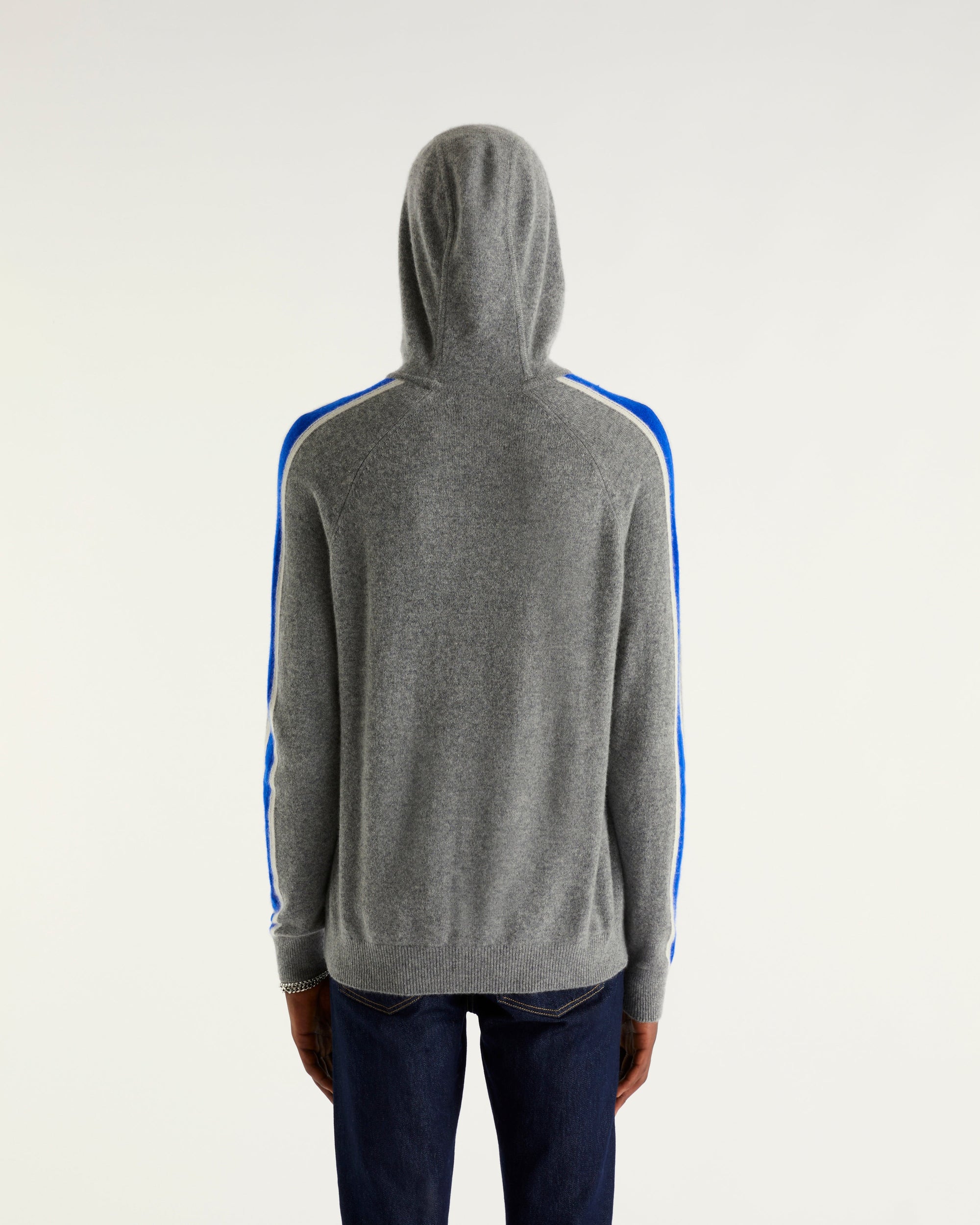 Hoodie à bande bicolore en cachemire - Dark Heather Gray