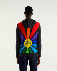 Hoodie zippé à motif intersia en cachemire - Anthracite