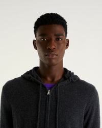 Hoodie zippé à motif intersia en cachemire - Anthracite