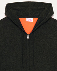 Hoodie zippé à motif intersia en cachemire - Anthracite