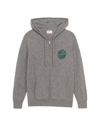 Hoodie zippé à motif globe en cachemire - Dark Heather Gray