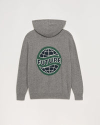 Hoodie zippé à motif globe en cachemire - Dark Heather Gray