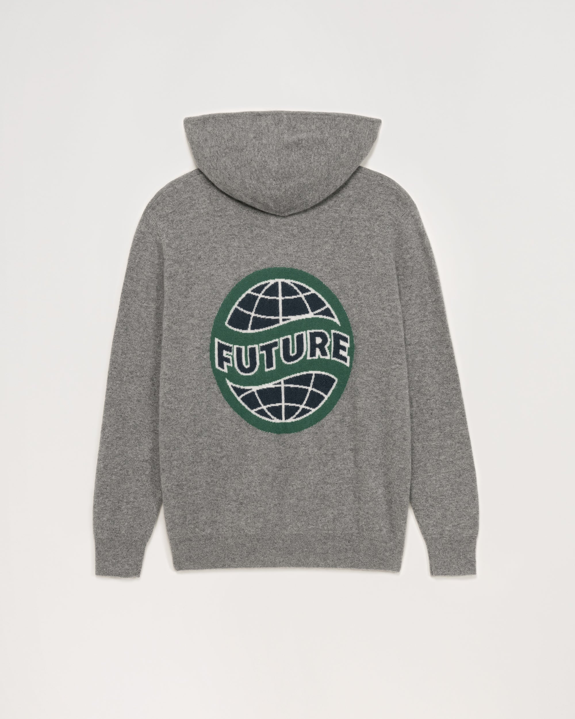 Hoodie zippé à motif globe en cachemire - Dark Heather Gray