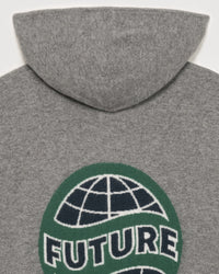 Hoodie zippé à motif globe en cachemire - Dark Heather Gray