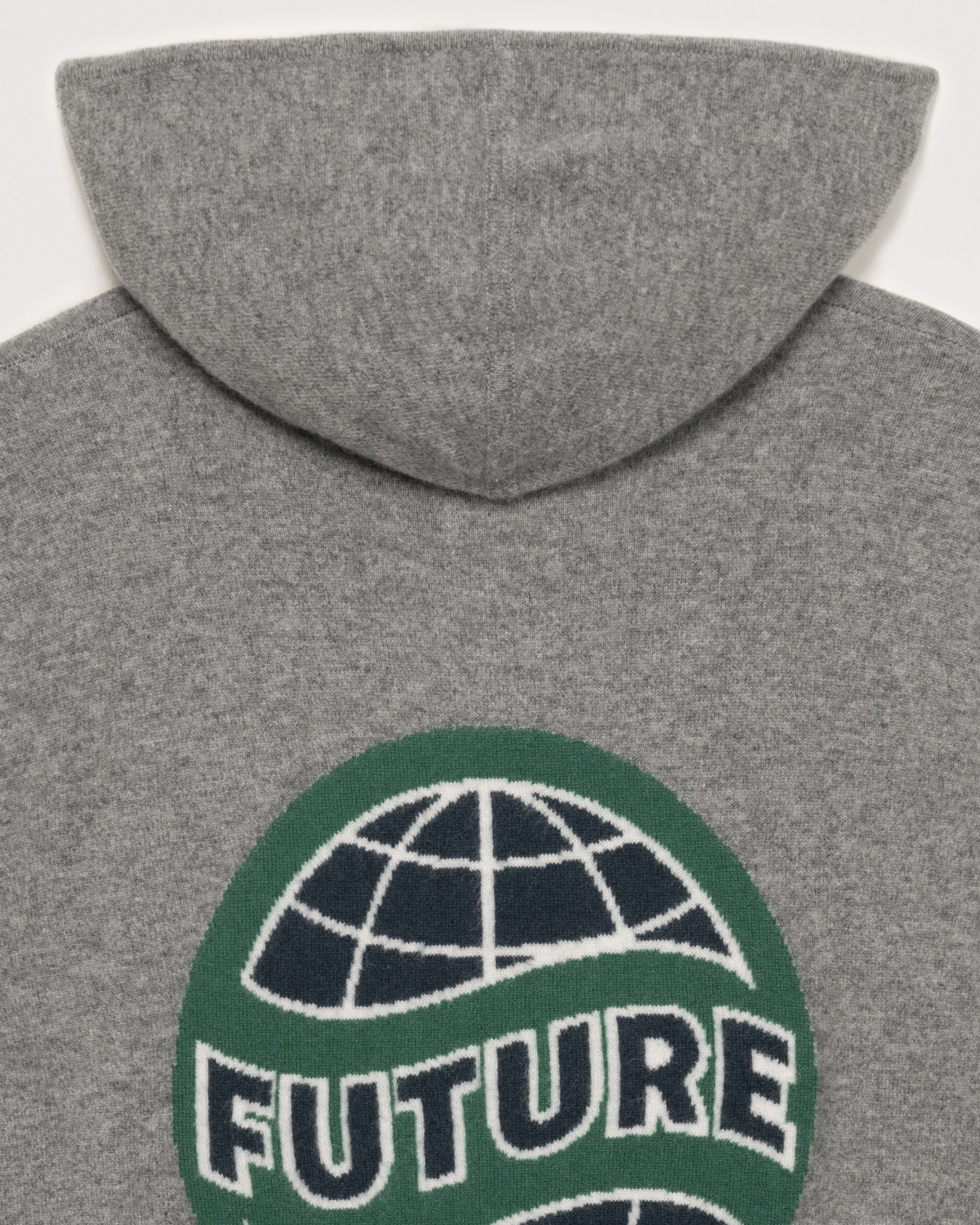 Hoodie zippé à motif globe en cachemire - Dark Heather Gray