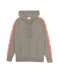 Hoodie zippé à inscriptions en cachemire - Dark Heather Gray