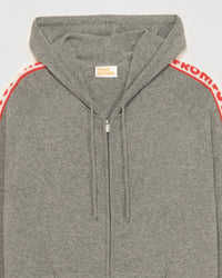 Hoodie zippé à inscriptions en cachemire - Dark Heather Gray