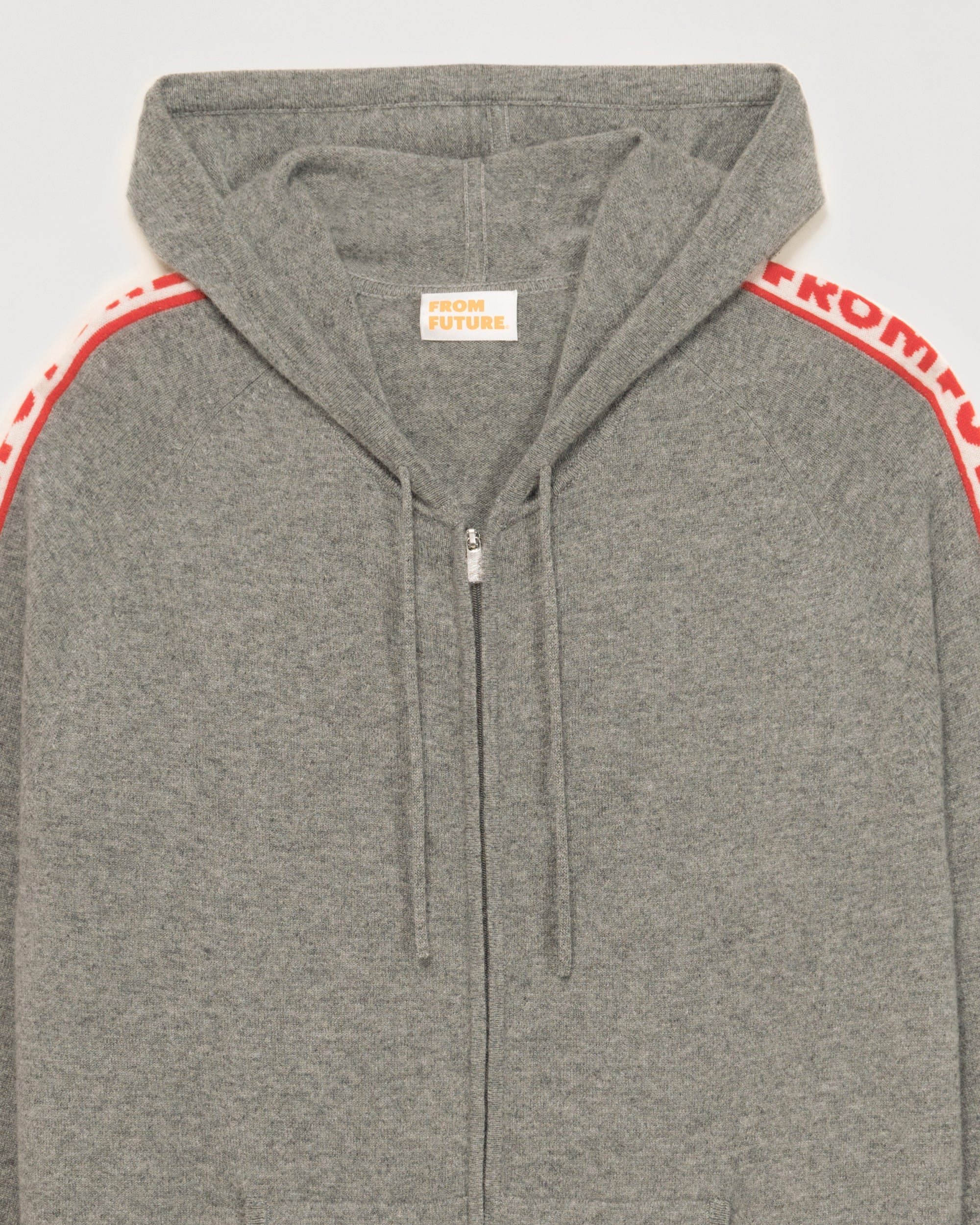 Hoodie zippé à inscriptions en cachemire - Dark Heather Gray