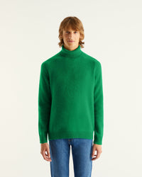 Pull à col roulé et manche marteau en cachemire - Party Green