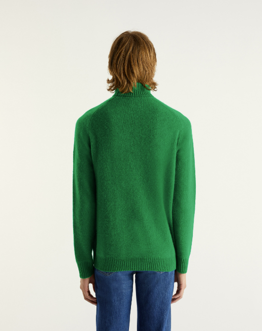 Pull à col roulé et manche marteau en cachemire - Party Green