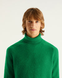Pull à col roulé et manche marteau en cachemire - Party Green