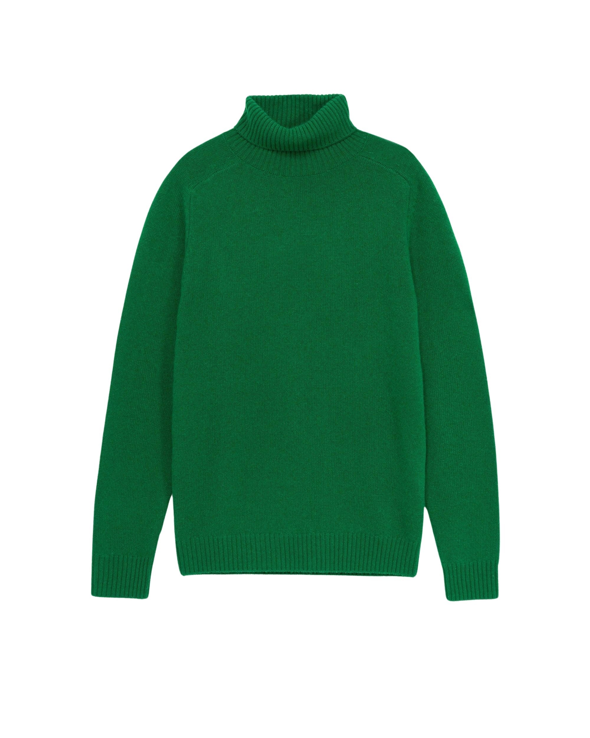 Pull à col roulé et manche marteau en cachemire - Party Green