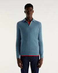 Pull polo en cachemire - Ice Blue