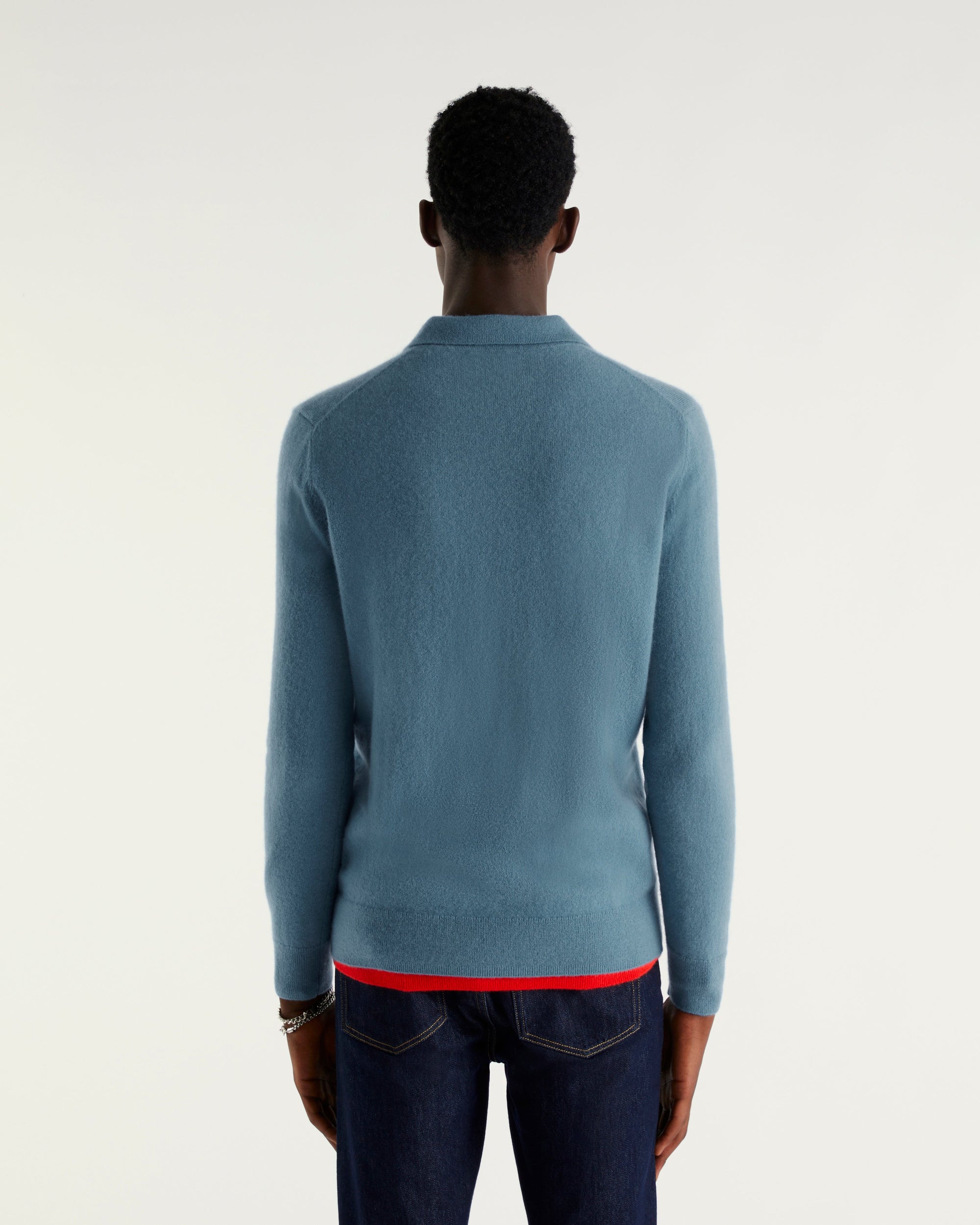 Pull polo en cachemire - Ice Blue