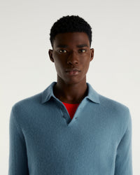 Pull polo en cachemire - Ice Blue
