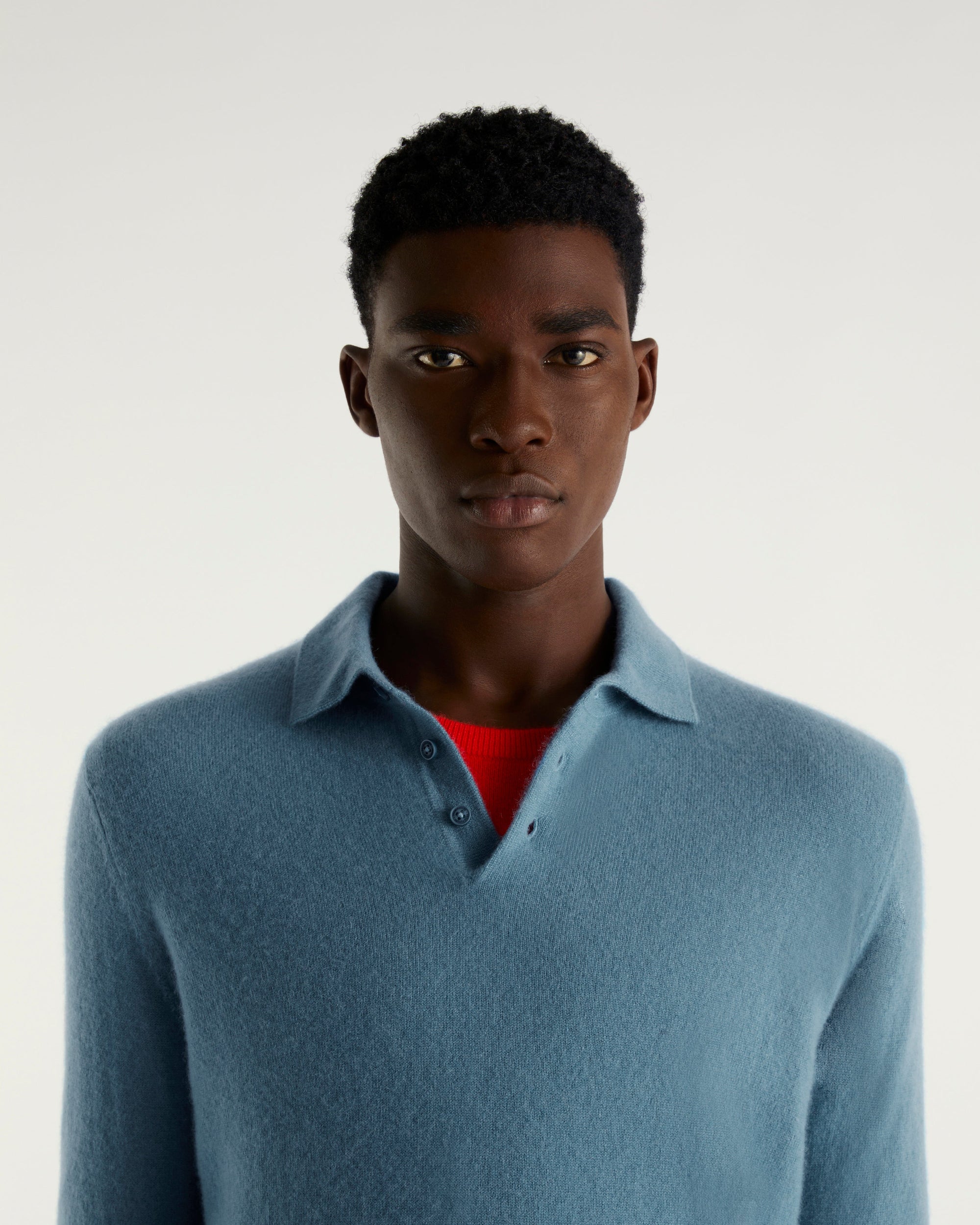Pull polo en cachemire - Ice Blue