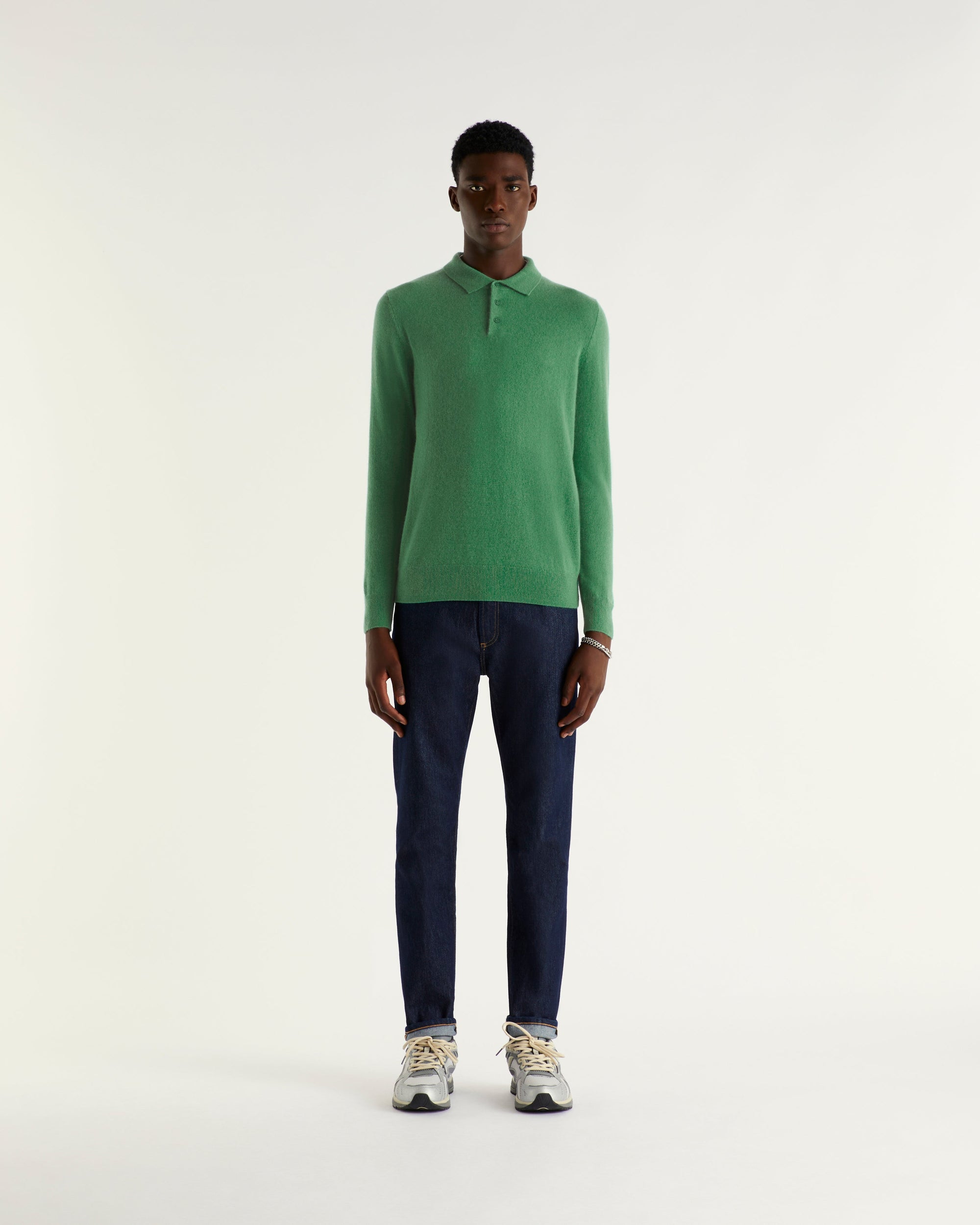 Pull polo en cachemire - Cold Green