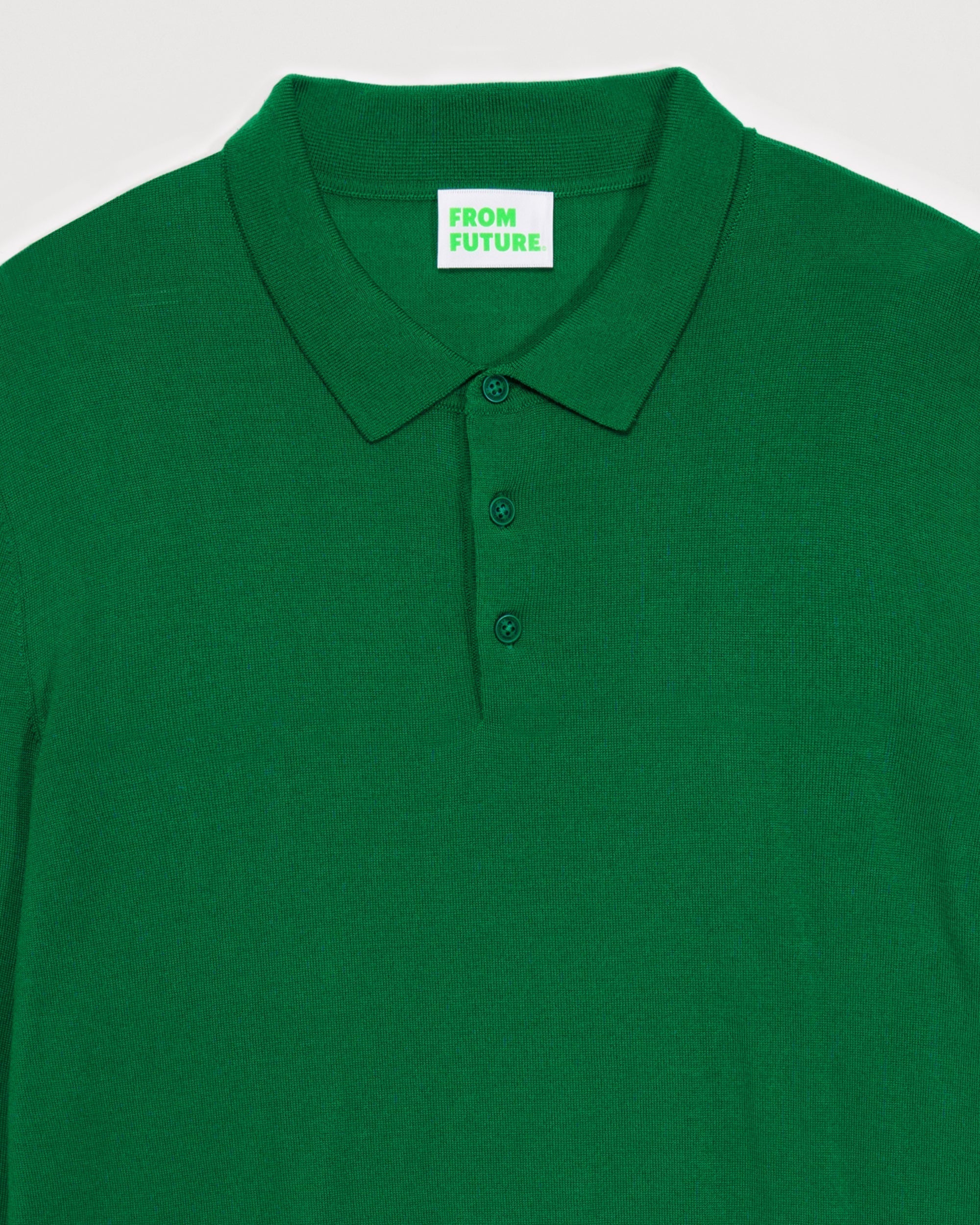 Pull polo en laine mérinos - Party Green