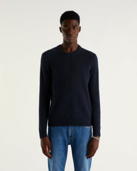 Pull épais à col rond en cachemire - Heather Blue