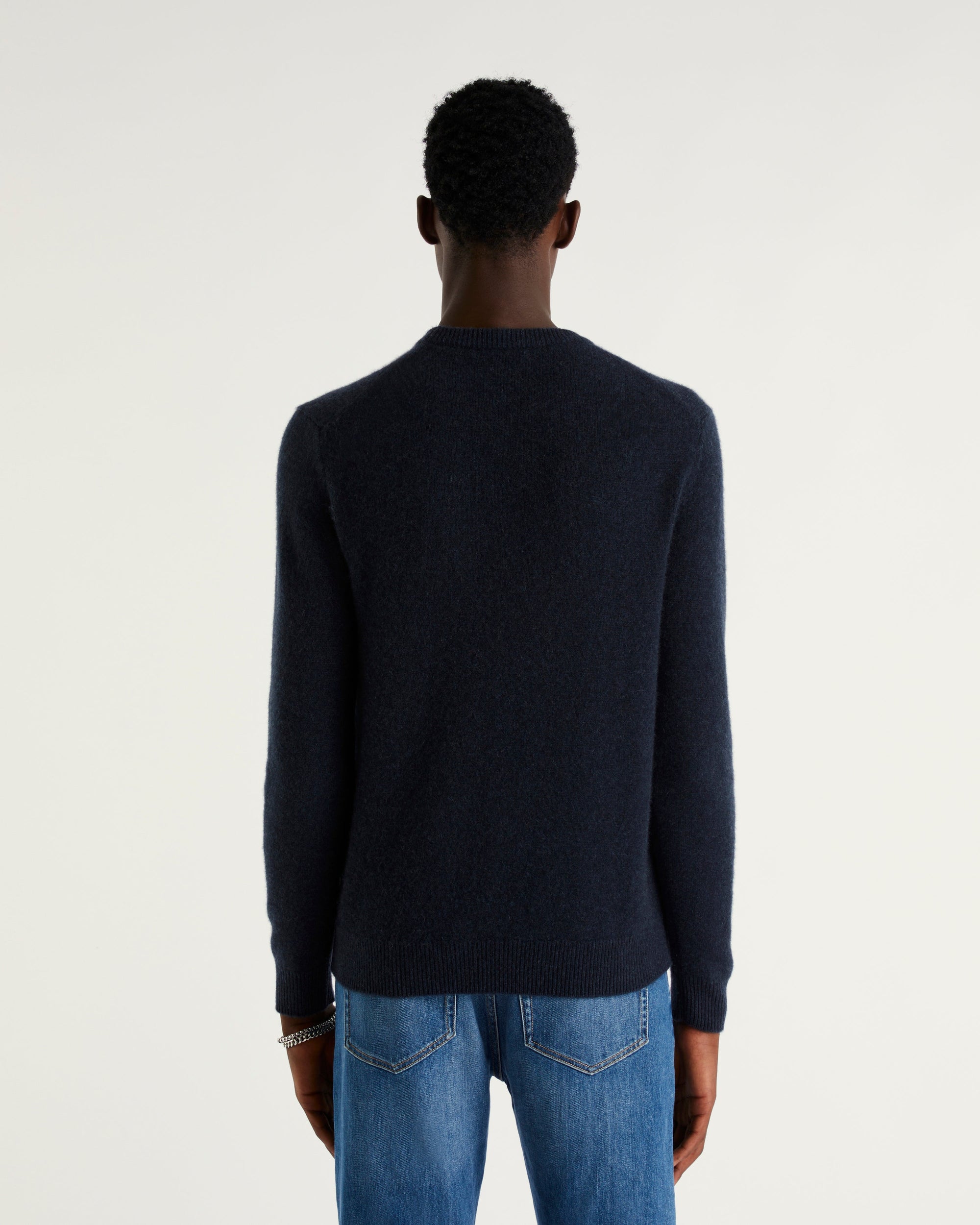 Pull épais à col rond en cachemire - Heather Blue