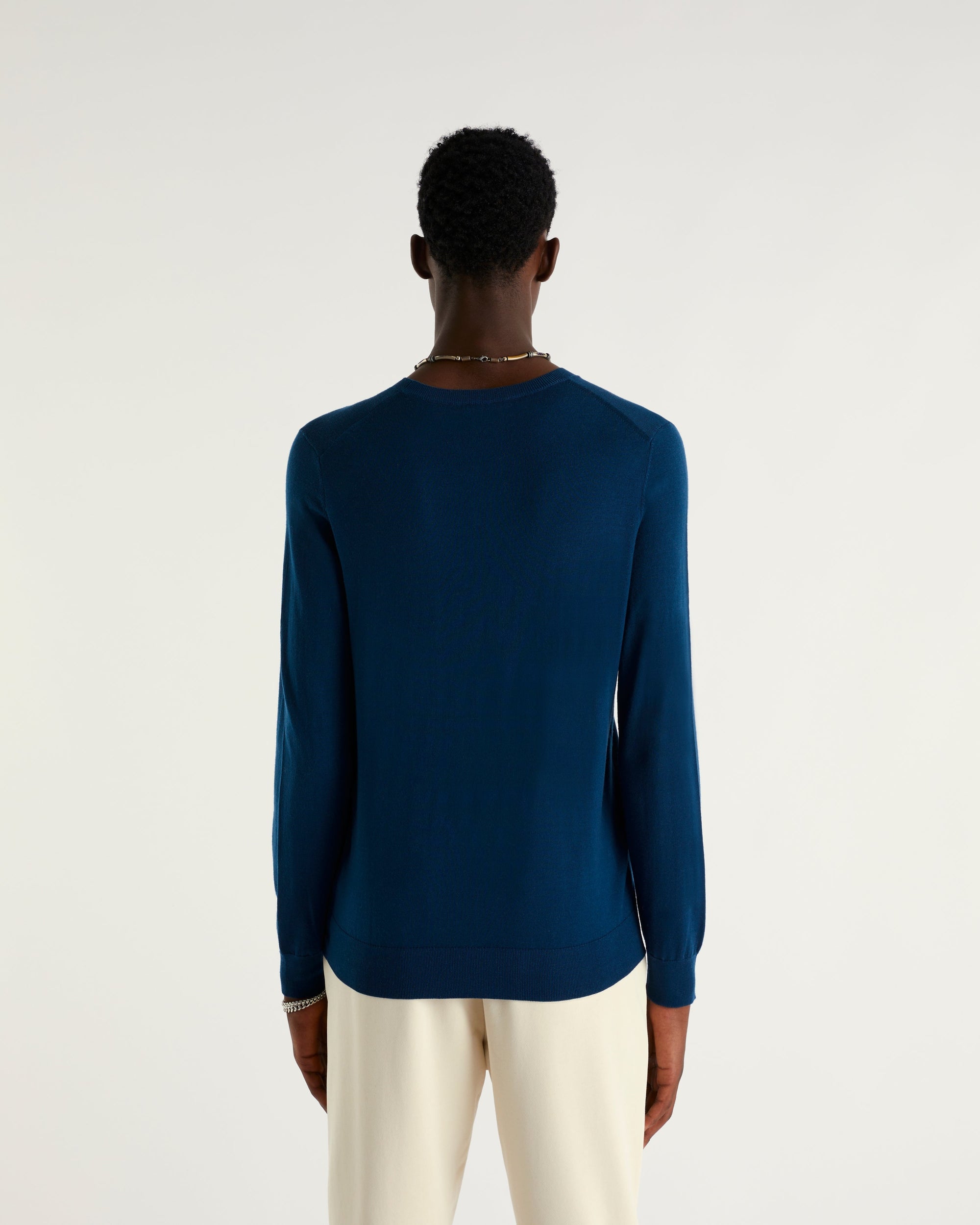 Pull à col rond et coupe classique en laine mérinos - Cold Green